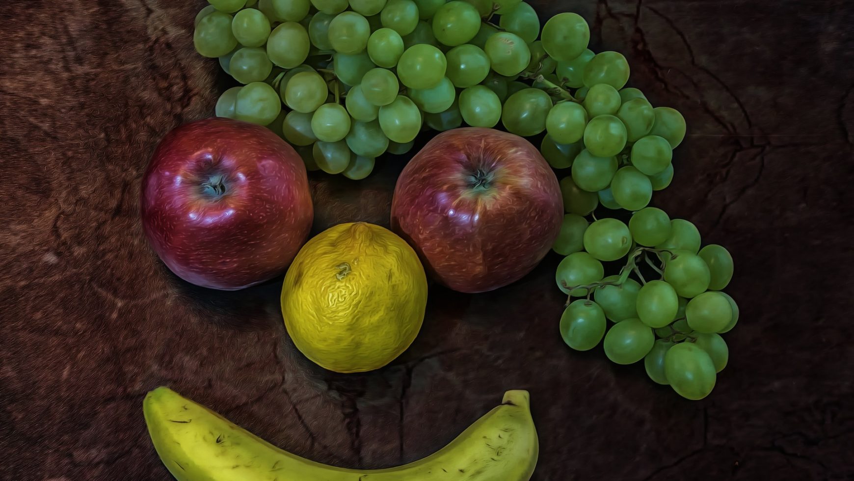 Nature morte de fruits en forme de clown